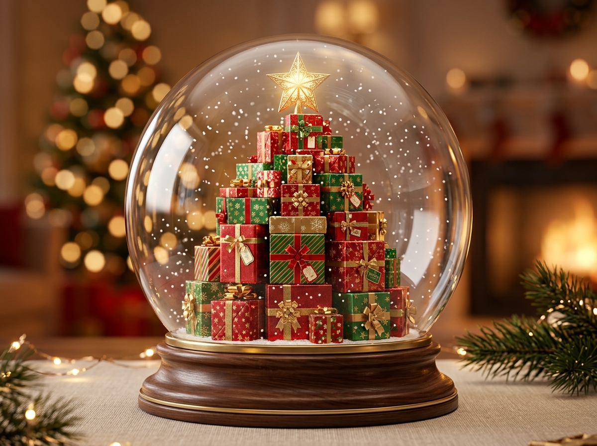 Giant Snow Globe full of wrapped presents